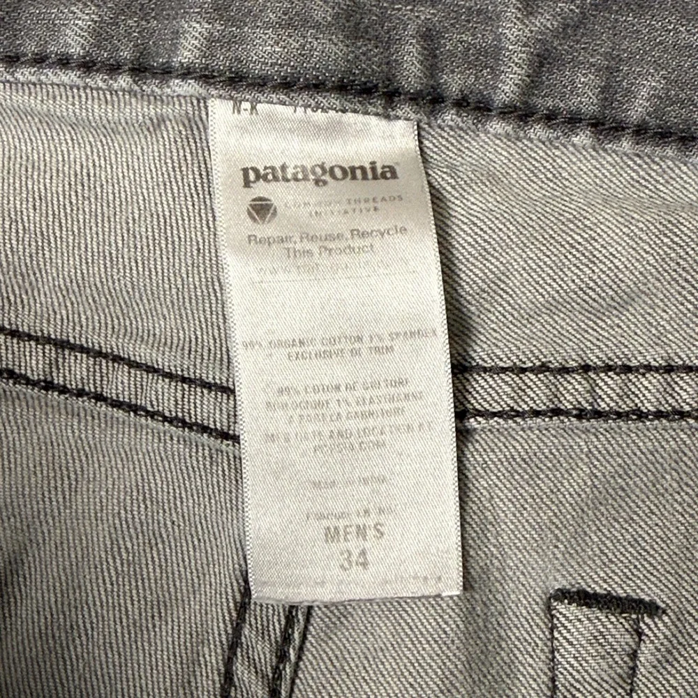 Patagonia Straight‎ Leg Jeans Mens 34x27 Button Fly Gray Organic Cotton Denim